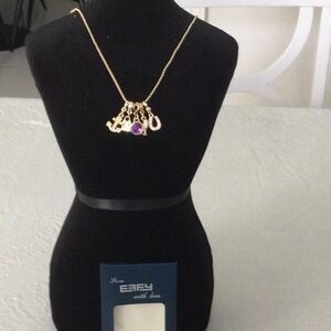 Colored Gold and Purple 5 Charm Necklace